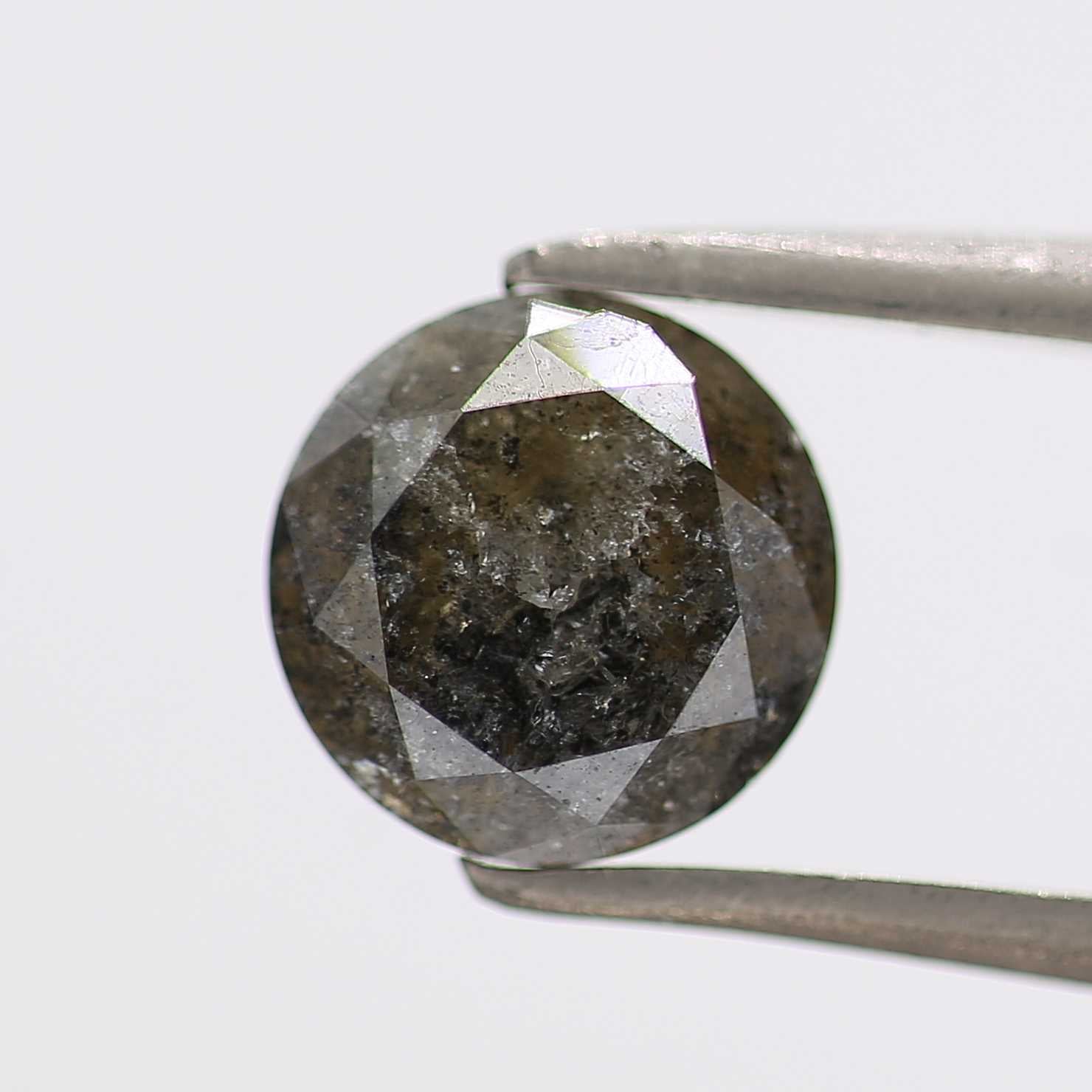 1.56 Carat Salt and Pepper Gray Round Brilliant Cut Natural Loose Diamond